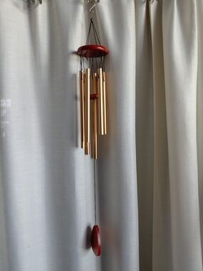 NWT Wood Top Gold Tube Wind Chime